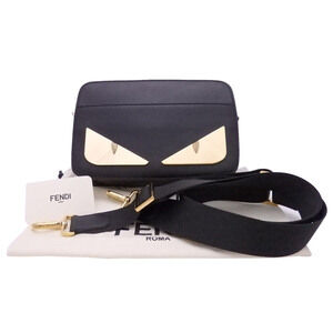 Fendi Monster Crossbody Shoulder Bag Black Leather